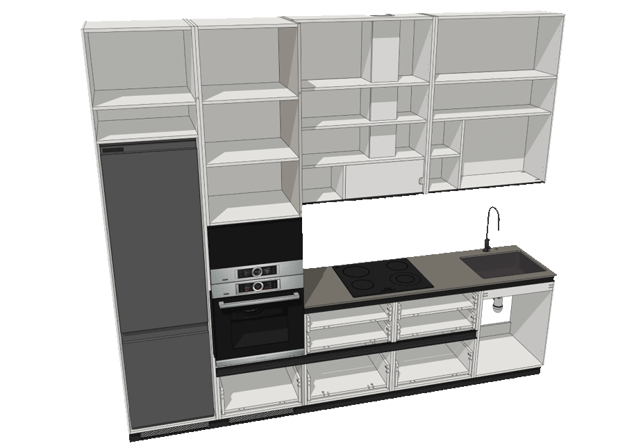 3D модель кухні, спроєктована в Sketchup